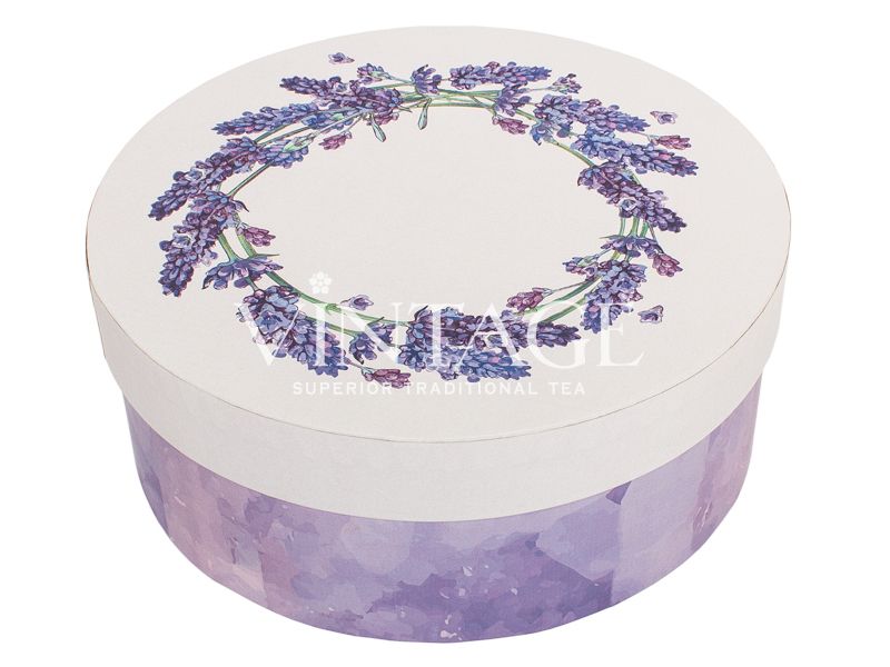 : коробка круглая "лаванда" д20 опт без лого