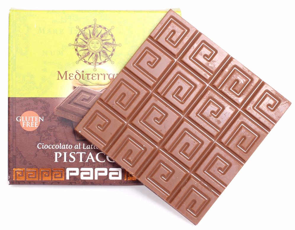 : шоколад молочный 32% с фисташками