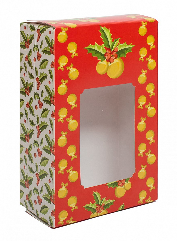 : коробка малая с окном «новогодние игрушки»