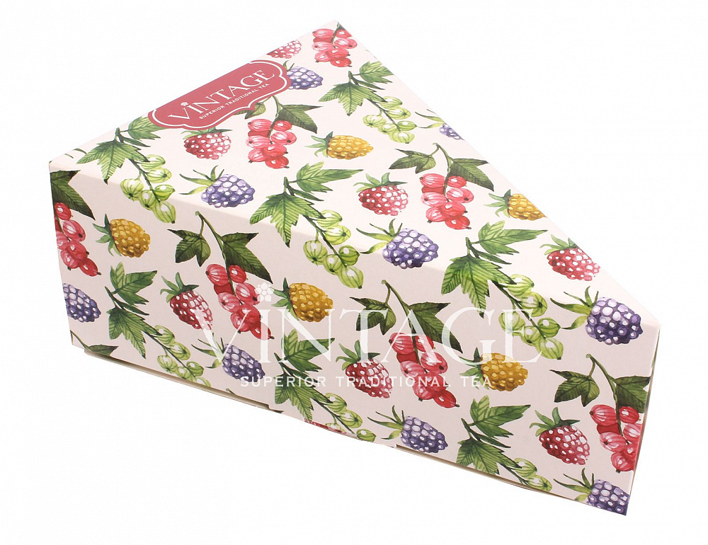 : коробка разборная "кусочек торта" ягоды vintage 21*14*8