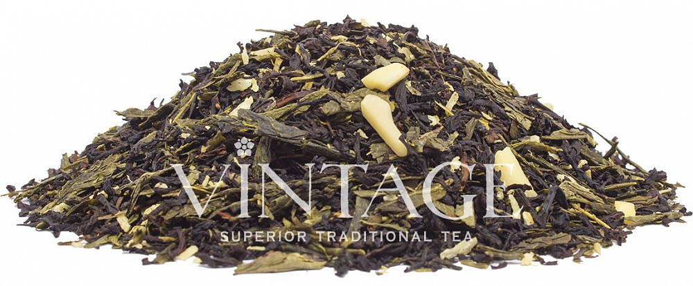 : зеленый и черный чай с добавками "кокосовый марципан "